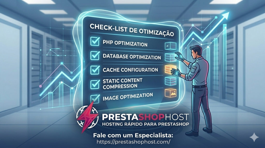 Como Otimizar PrestaShop no Servidor: Guia Completo de Performance 2 Check-list de otimização de servidor PrestaShop com PHP, banco de dados e cache