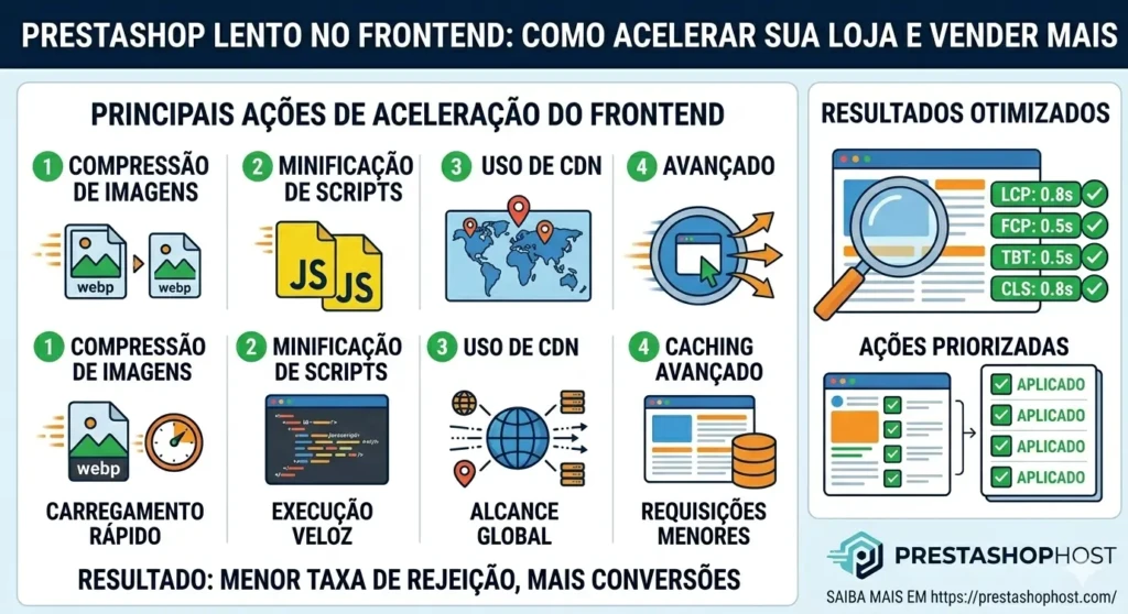 Como acelerar o frontend do PrestaShop com WebP, CDN e cache