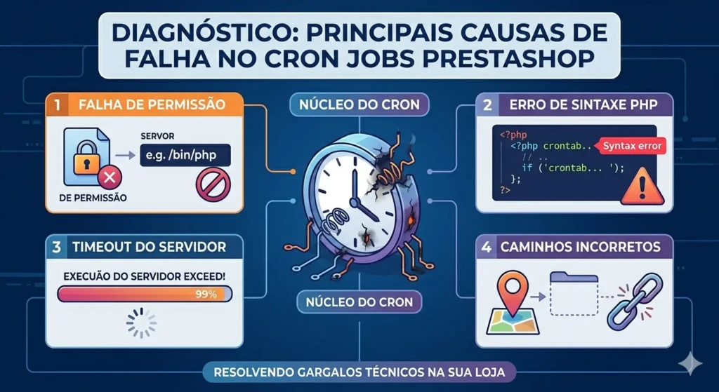 Problemas com Cron Jobs no PrestaShop: Guia Completo 1 Diagnóstico de causas de falha no Cron Jobs PrestaShop: PHP e permissões.