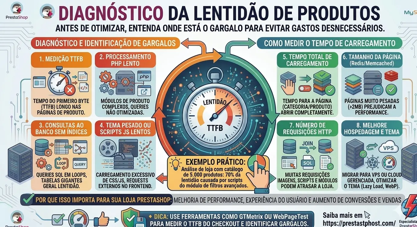 Como identificar lentidão em páginas de produto PrestaShop