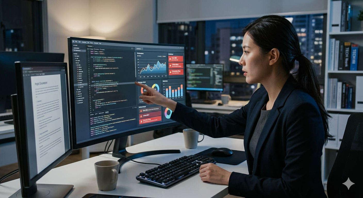 Problemas no PrestaShop? Veja Soluções para Erros, Lentidão e Falhas Especialista analisando desempenho e erros no PrestaShop para otimização e correção