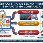 Erro de SSL no PrestaShop: mixed content e impacto na confiança do consumidor.
