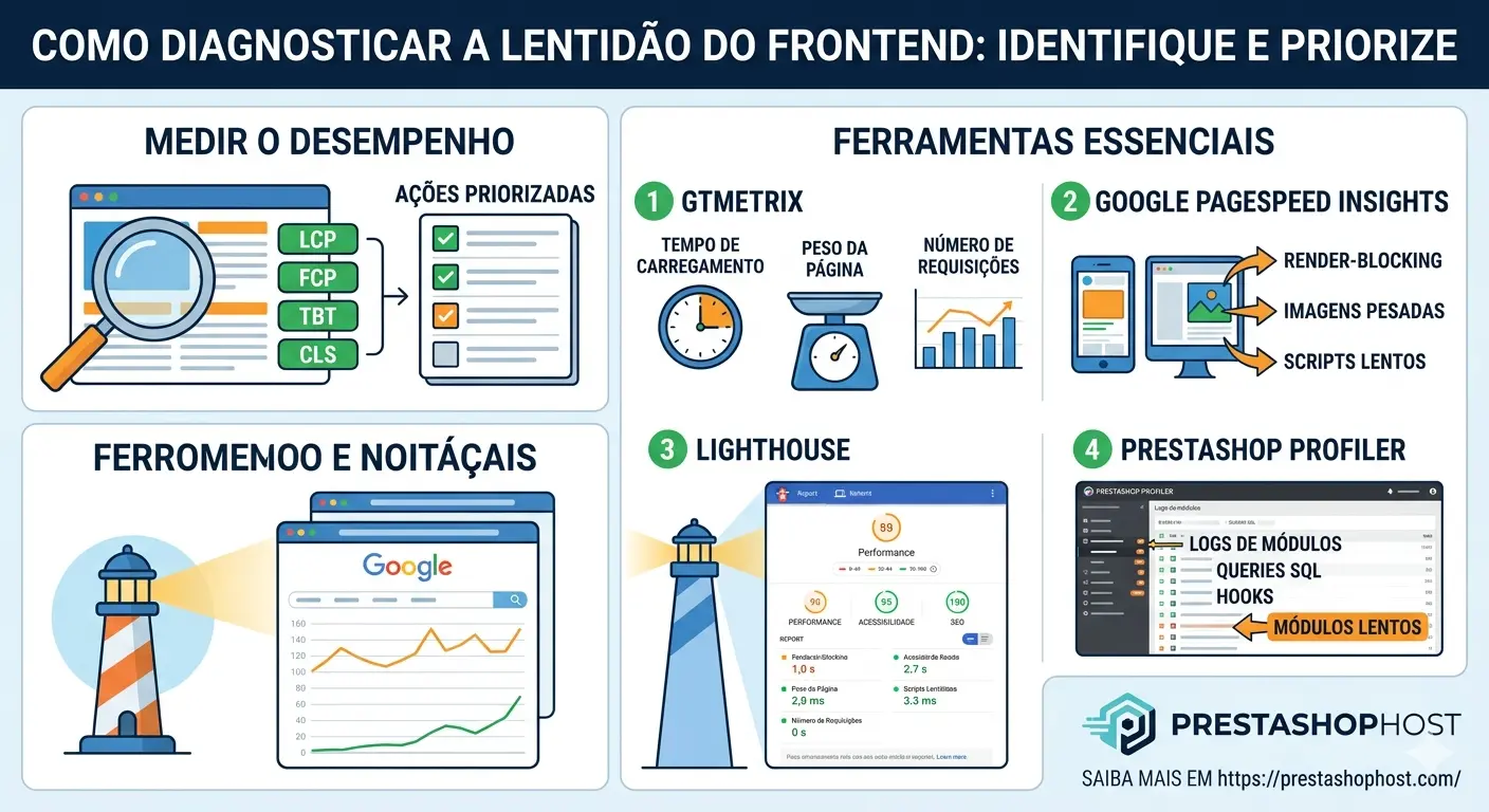 Diagnóstico de lentidão no frontend do PrestaShop com Core Web Vitals