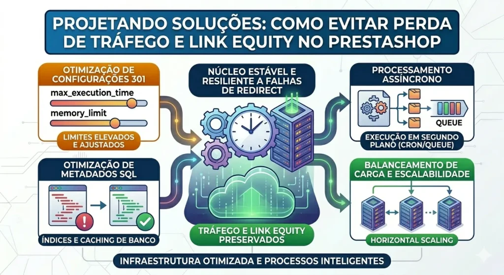 PrestaShop redirecionando errado: como corrigir e evitar problemas 2 Como evitar perda de autoridade e tráfego com redirecionamentos 301 no PrestaShop.