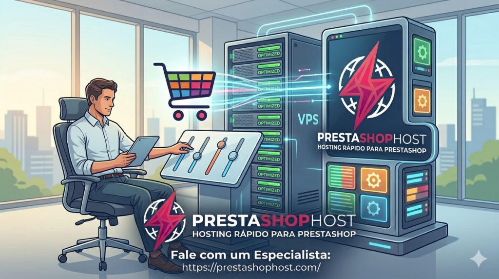 Como Otimizar PrestaShop no Servidor: Guia Completo de Performance 3 Painel de controle PrestaShop mostrando performance VPS otimizada para máxima velocidade