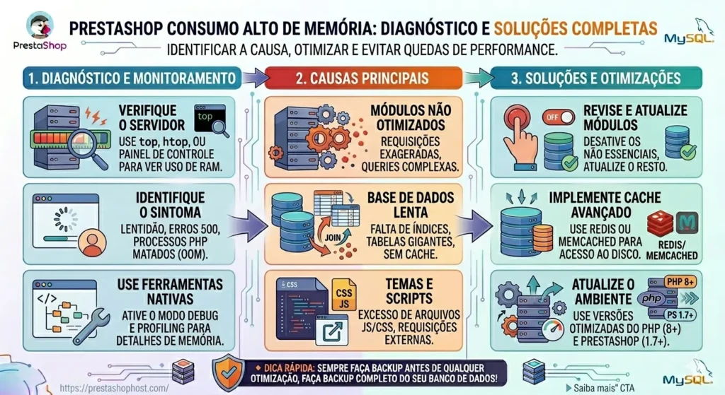 PrestaShop Consumo Alto de Memória: Diagnóstico e Soluções Completas 1 Como identificar alto consumo de memória no PrestaShop