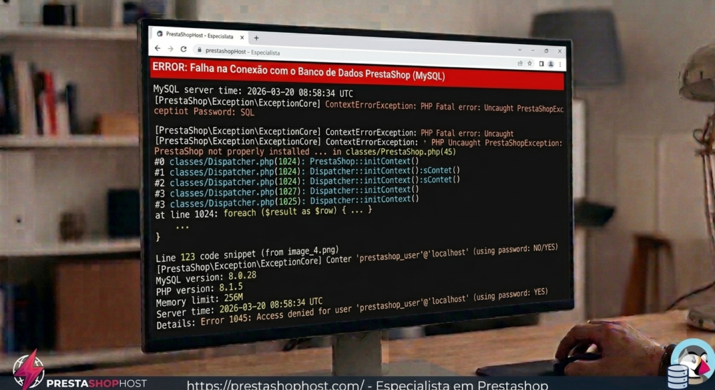 Erro de banco de dados no PrestaShop