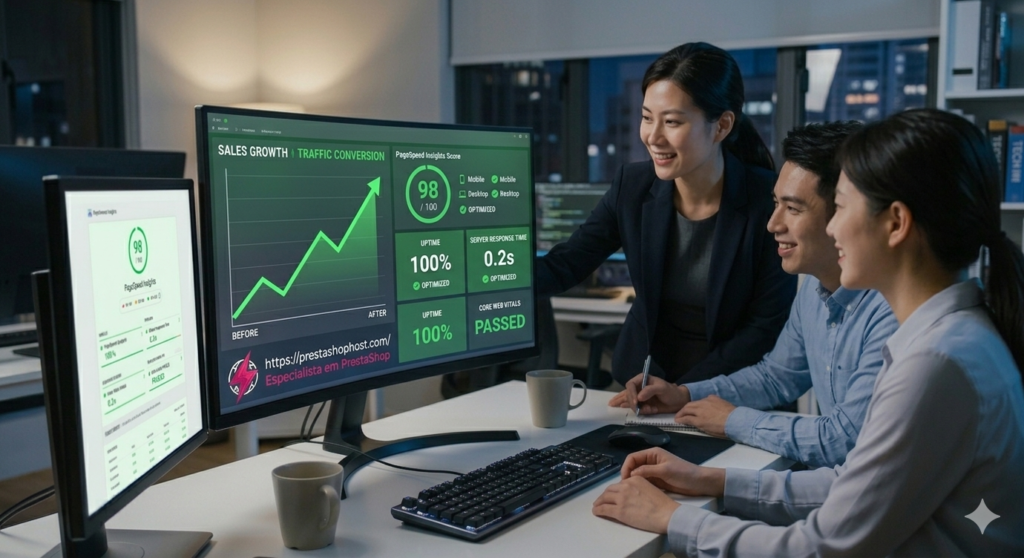 Problemas no PrestaShop? Veja Soluções para Erros, Lentidão e Falhas 3 Resultados de performance e velocidade após otimização do PrestaShop
