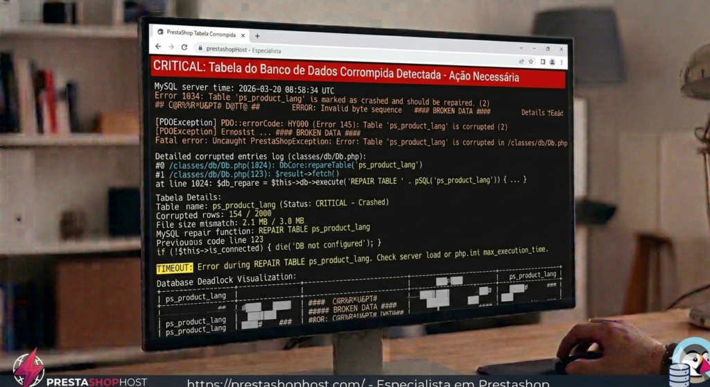 Tabela corrompida no banco de dados PrestaShop