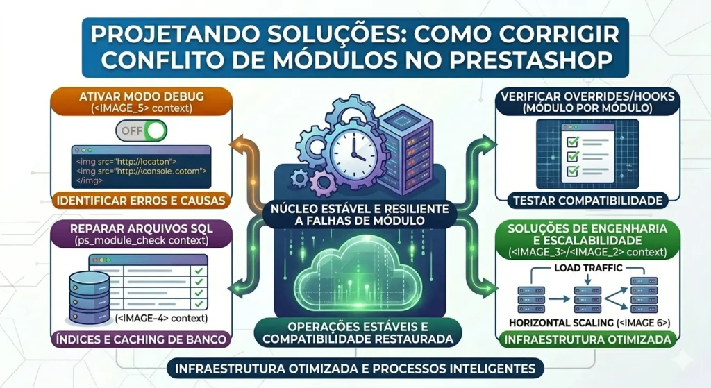 Conflito de Módulos PrestaShop: como identificar, corrigir e evitar erros graves na sua loja 2 Solução de conflito de módulos no PrestaShop via depuração e acesso FTP.