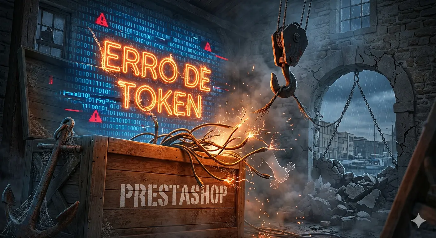 Erro de token no PrestaShop no back office com falha de sessão, conexão quebrada e sistema impedindo salvar alterações
