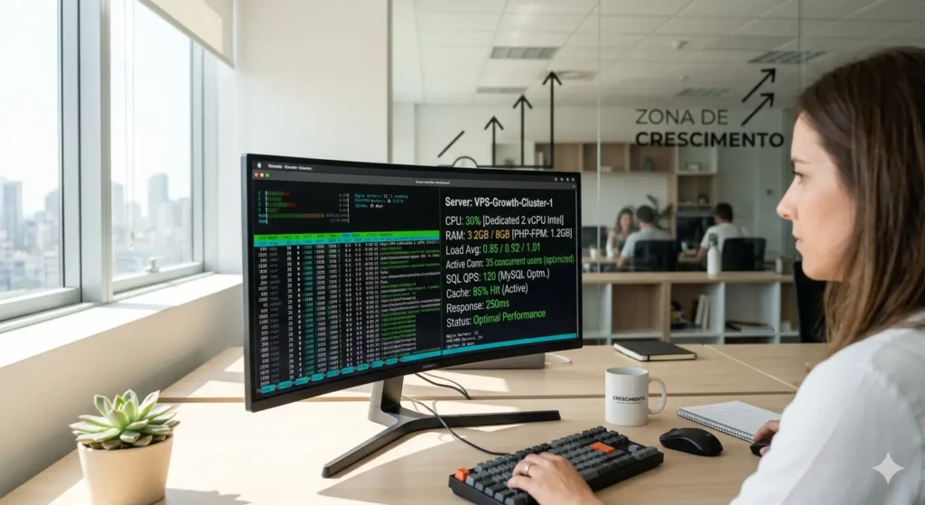 Gargalos de servidor em loja PrestaShop sendo analisados em dashboard de performance